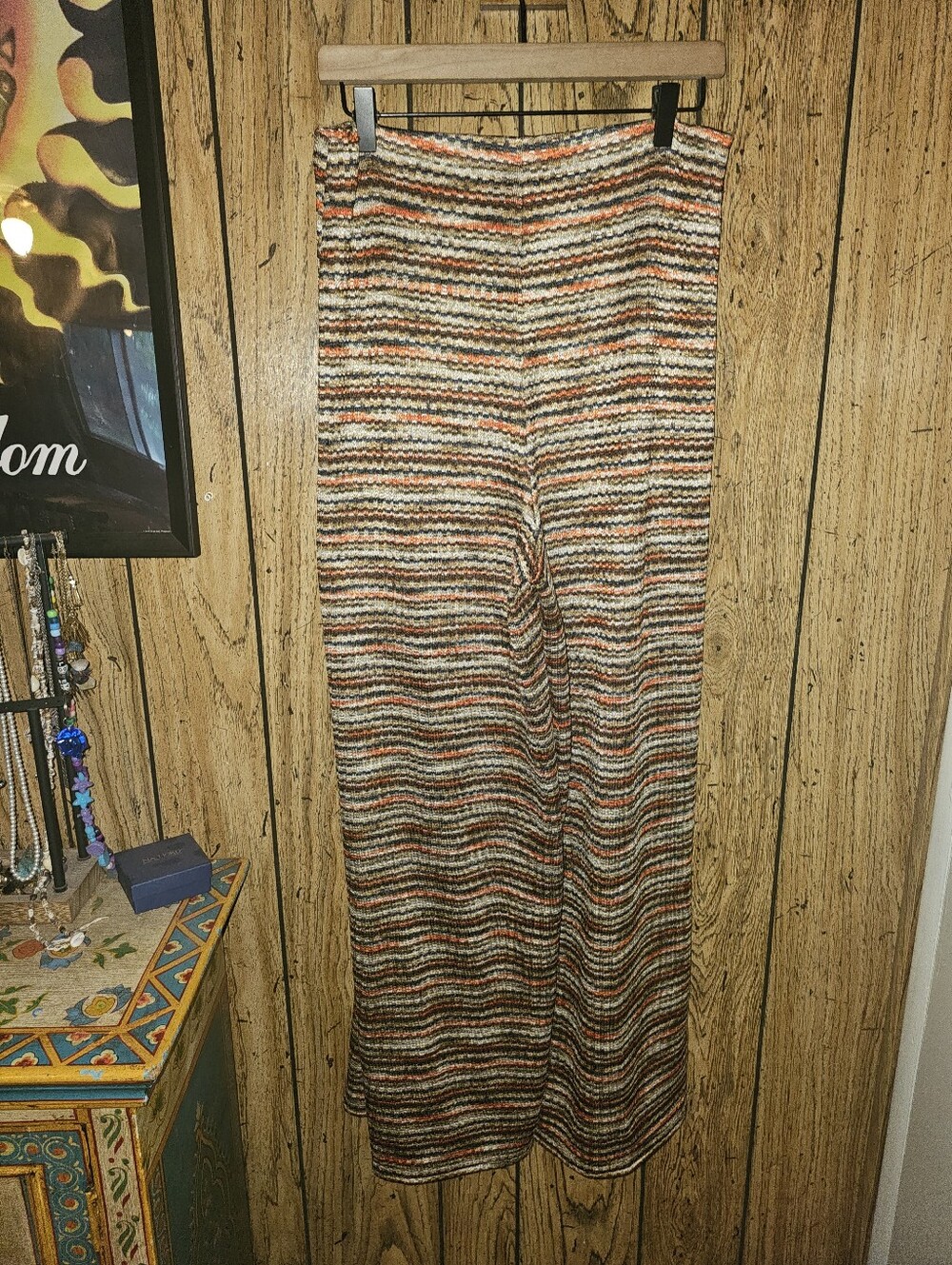 FREE PEOPLE Multi Color Knit Wide Leg Pull On Pants - Large - Picture 6 of 8